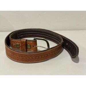 Aker Leather Basketweave Money Belt 40 Travel Security Hidden Zipper Wide 1.5
